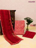 Rayon dress material red with allover prints & embroidery work neck pattern and bottom & chiffon dupatta