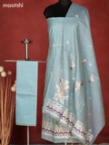Munga dress material pastel blue with thread woven buttas and bottom & dupatta
