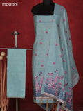 Munga dress material pastel blue with thread woven floral buttas and bottom & dupatta