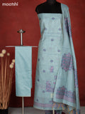 Munga dress material pastel blue with thread weaves and bottom & dupatta