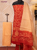 Batik cotton dress material red and sandal with batik prints and bottom & dupatta