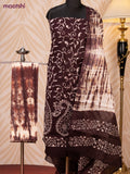 Batik cotton dress material deep coffee brown and beige brown shade with batik prints and bottom & dupatta