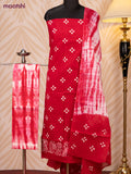 Batik cotton dress material dark pink and off white with batik butta prints and bottom & dupatta