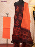 Batik cotton dress material deep coffee brown and red with batik prints and bottom & dupatta
