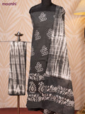Batik cotton dress material dark grey and off white with batik prints and bottom & dupatta