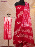 Batik cotton dress material reddish pink and off white with batik prints and bottom & dupatta