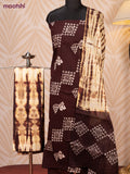 Batik cotton dress material deep coffee brown and off white with batik prints and bottom & dupatta