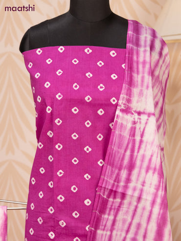 Batik cotton dress material purple and off white with batik prints and bottom & dupatta