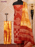 Batik cotton dress material rust shade and yellow shade with batik prints and bottom & dupatta