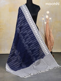 Ikat cotton dupatta deep navy blue and grey with ikat prints