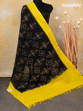 Ikat cotton dupatta black and yellow with allover ikat weaves