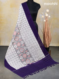 Ikat cotton dupatta off white grey and deep violet with allover ikat weaves