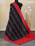 Ikat cotton dupatta black and red with allover ikat weaves
