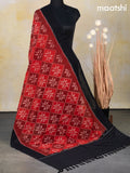 Ikat cotton dupatta maroon red and black with allover ikat weaves
