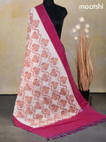 Ikat cotton dupatta off white red shade and pink with allover ikat weaves