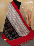 Ikat cotton dupatta black grey and red with allover ikat weaves