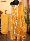 Bandhani dress materials dark mustard and mustard shade with allover bandhani prints and bottom & dupatta