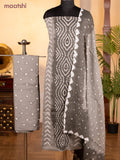 Bandhani dress materials dark grey and grey with allover bandhani prints and bottom & dupatta