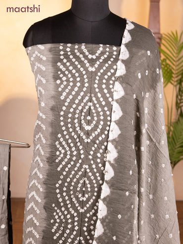 Bandhani dress materials dark grey and grey with allover bandhani prints and bottom & dupatta