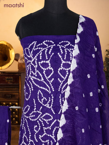 Bandhani dress materials violet with allover bandhani prints and bottom & dupatta