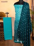 Bandhani dress materials teal green and peacock green with bandhani prints & gotapatti lace work neck pattern and bottom & chiffon dupatta