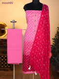 Bandhani dress materials light pink and pink with bandhani prints & gotapatti lace work neck pattern and bottom & chiffon dupatta