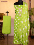Bandhani dress materials light green with bandhani prints & zardosi work neck pattern and bottom & chiffon dupatta