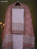 Linen cotton dress material pastel shade and brown with prints & mirror work and bottom & dupatta