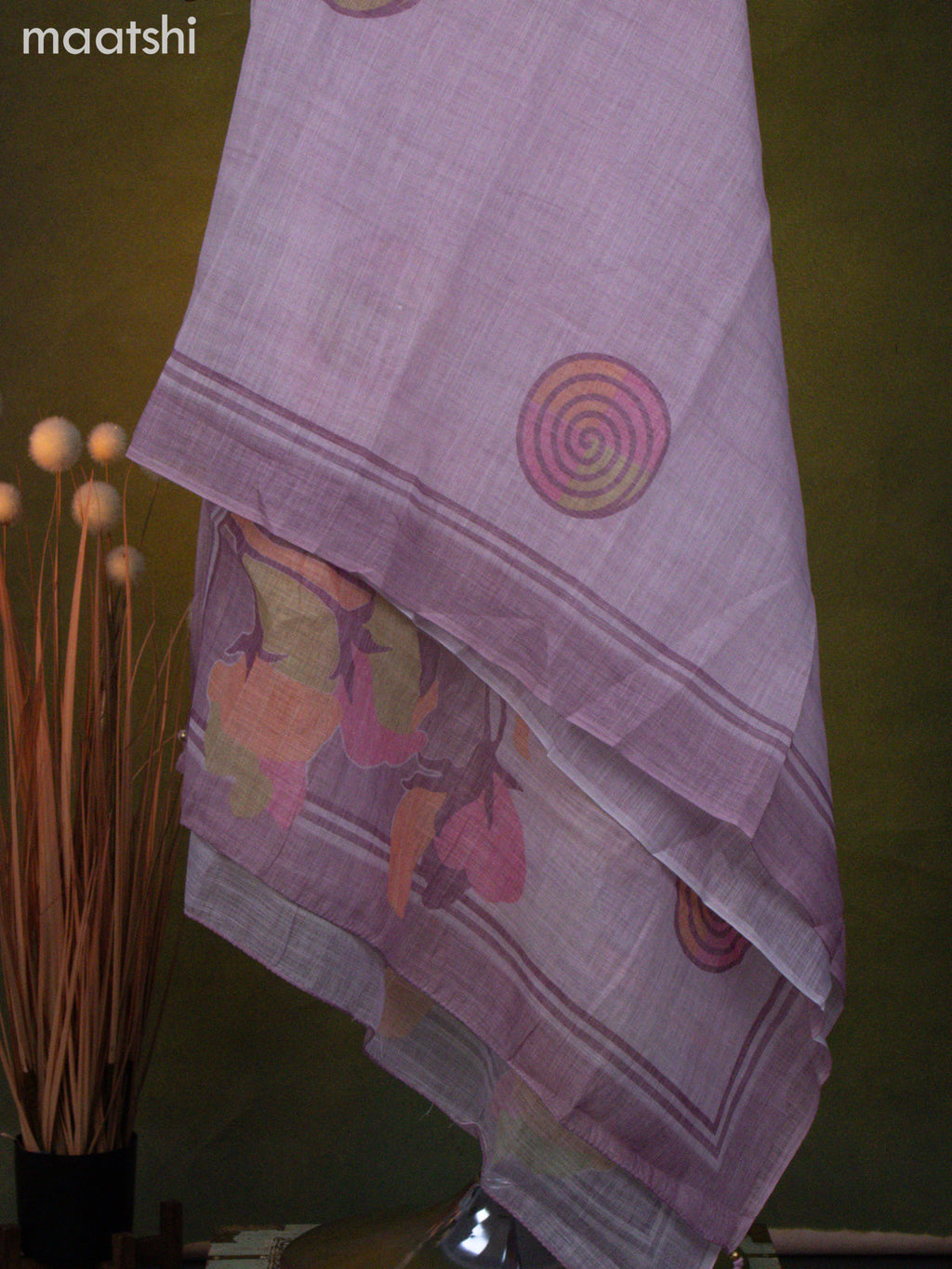 Linen cotton dress material baby pink with french knot & beaded work neck patern and bottom & dupatta