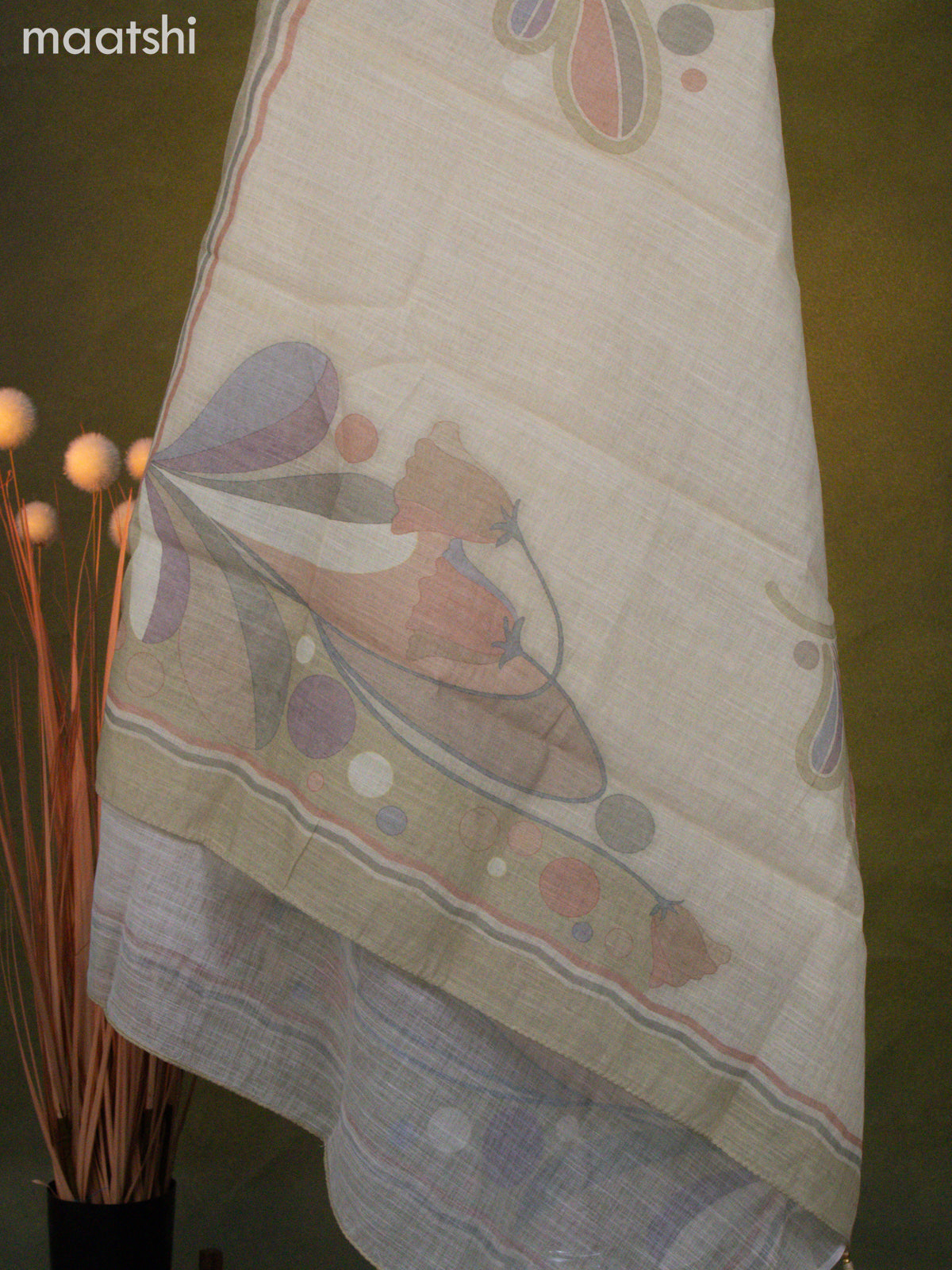 Linen cotton dress material mild pista green with mirror & embroidery work neck pattern and bottom & dupatta