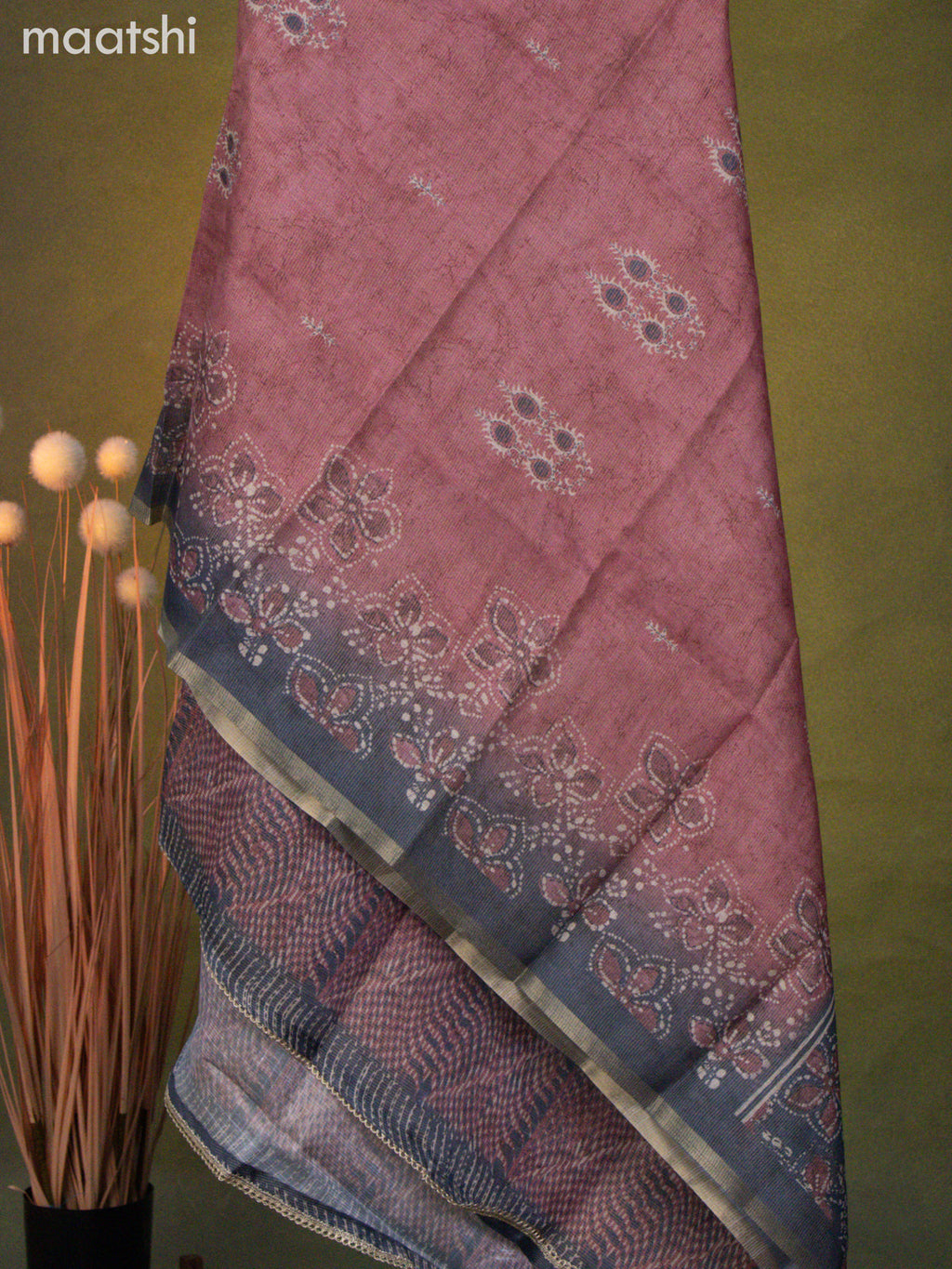 Tissue linen dress material pastel maroon shade and grey shade with mirror & beaded work neck pattern and bottom & dupatta