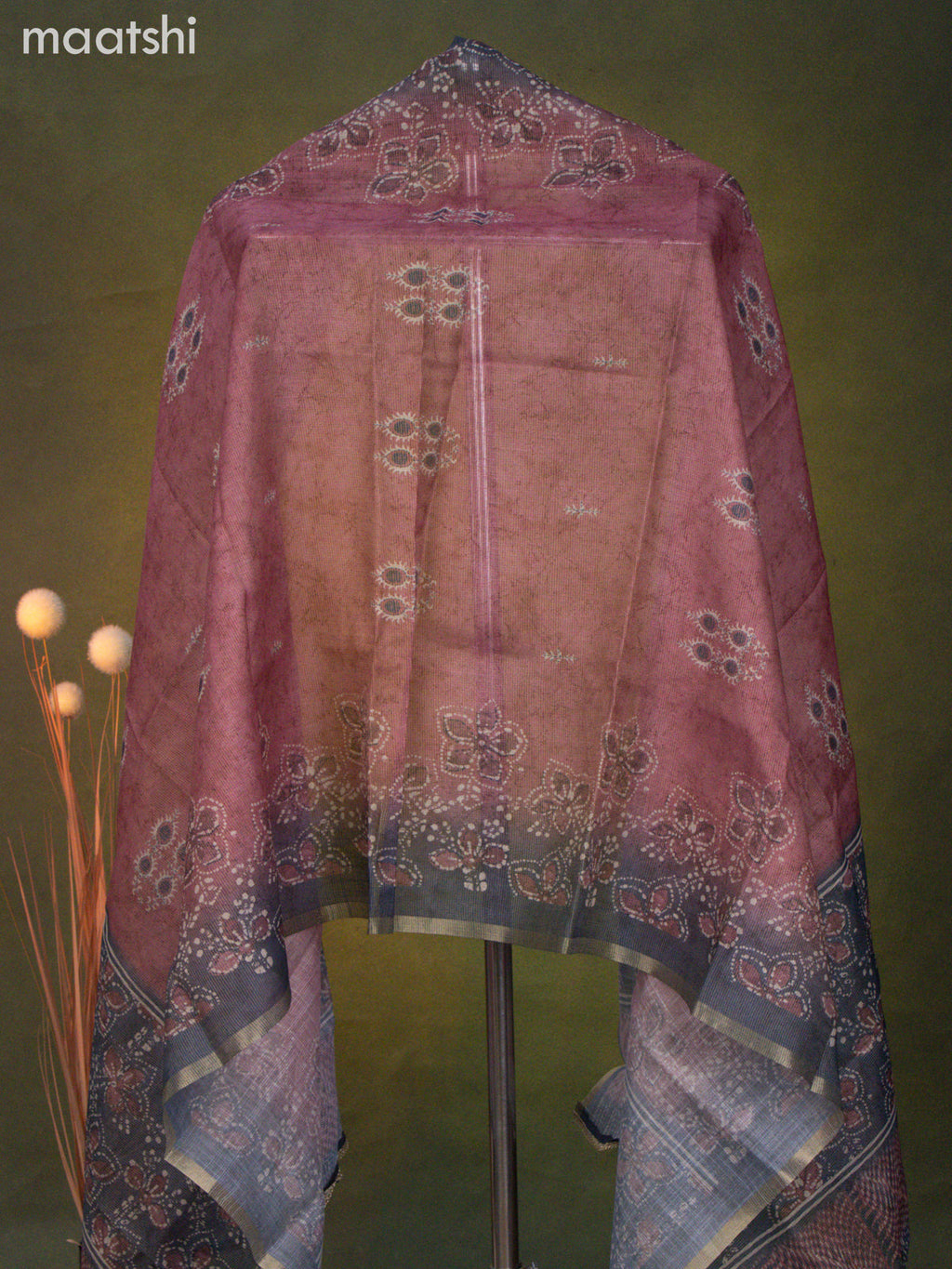 Tissue linen dress material pastel maroon shade and grey shade with mirror & beaded work neck pattern and bottom & dupatta