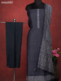 Chanderi dress material elephant grey with kantha stitch work and bottom & kantha stitch work dupatta