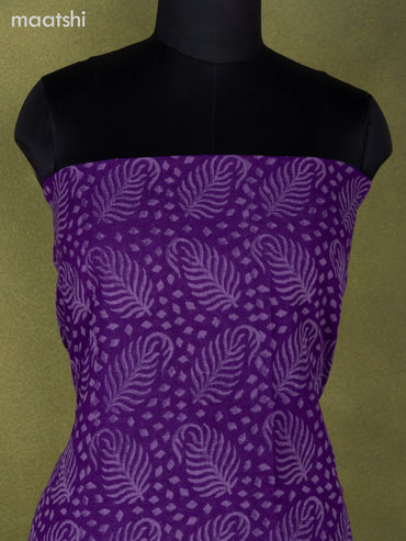 Linen cotton dress material violet with allover prints and bottom & dupatta