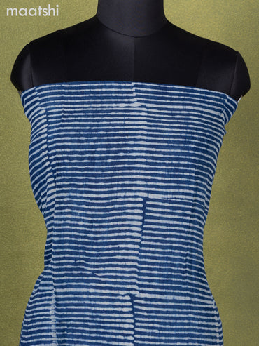 Linen cotton dress material blue with allover prints and bottom & dupatta
