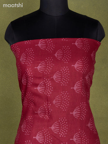 Linen cotton dress material maroon with allover butta prints and bottom & dupatta