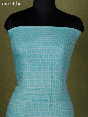 Linen cotton dress material teal blue shade with allover prints and bottom & dupatta