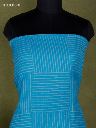 Linen cotton dress material light blue with allover prints and bottom & dupatta