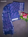Linen cotton dress material blue with allover prints and bottom & dupatta