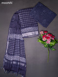 Linen cotton dress material blue shade with allover checked pattern and bottom & dupatta