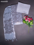 Linen cotton dress material grey with allover floral prints and bottom & dupatta