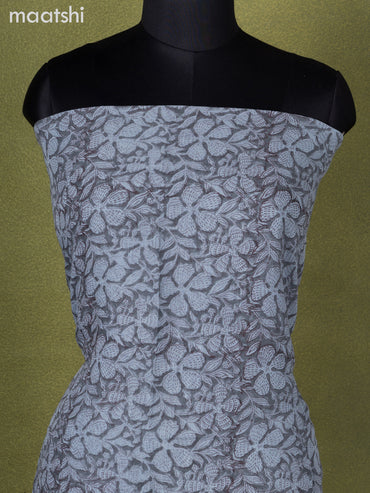 Linen cotton dress material grey with allover floral prints and bottom & dupatta