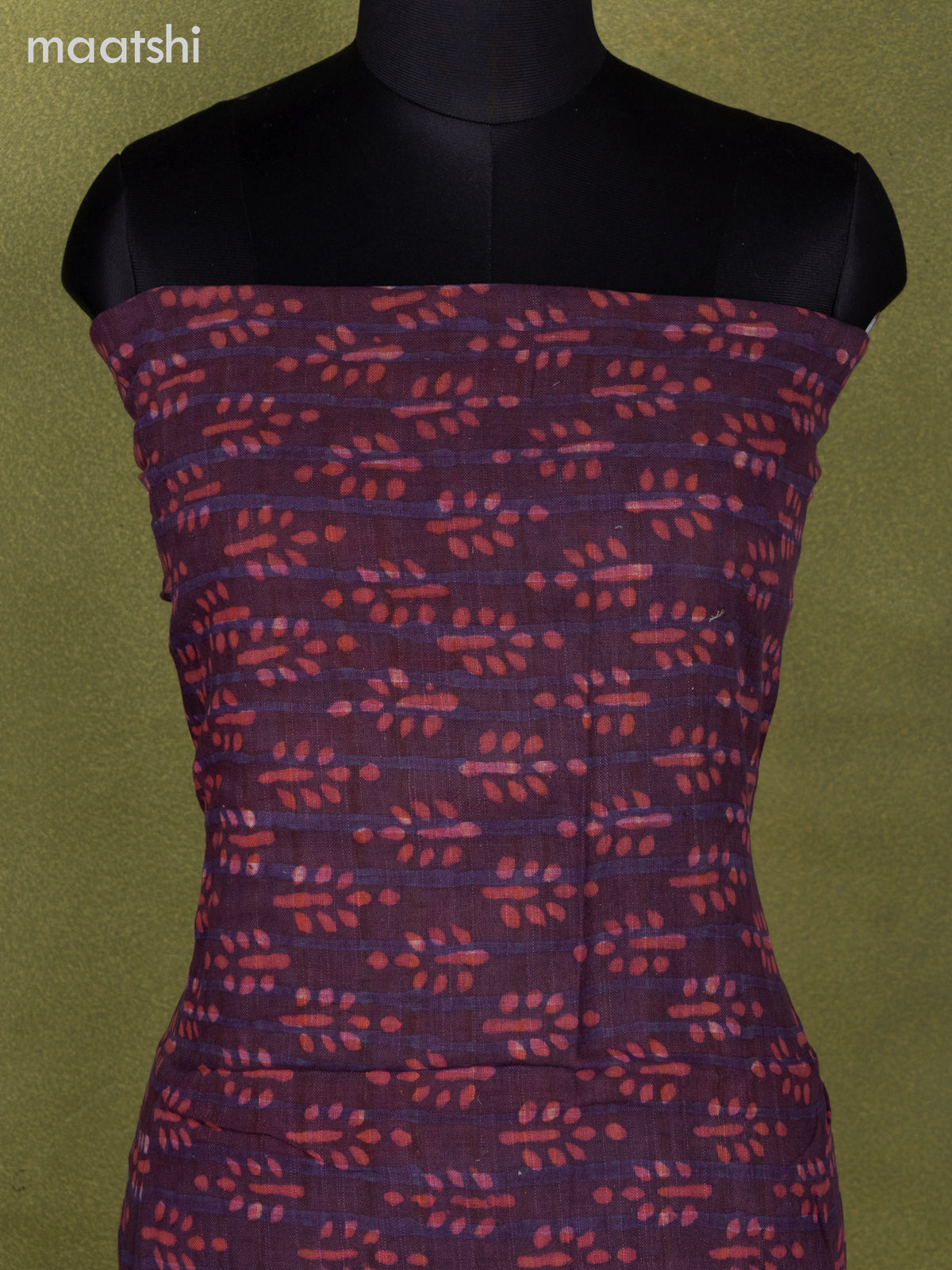 Linen cotton dress material purple shade and red shade with allover butta prints and bottom & dupatta