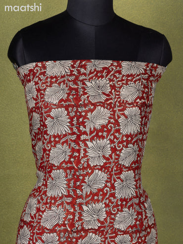 Linen cotton dress material rust shade and beige with allover floral prints and bottom & dupatta