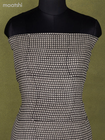Linen cotton dress material beige and black with allover small checked pattern and bottom & dupatta