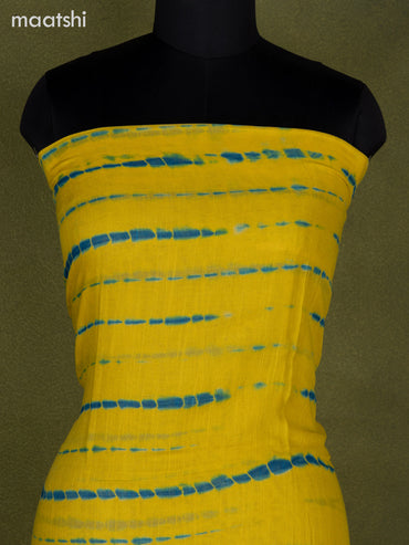 Linen cotton dress material yellow and cs blue with allover tie & dye prints and bottom & dupatta