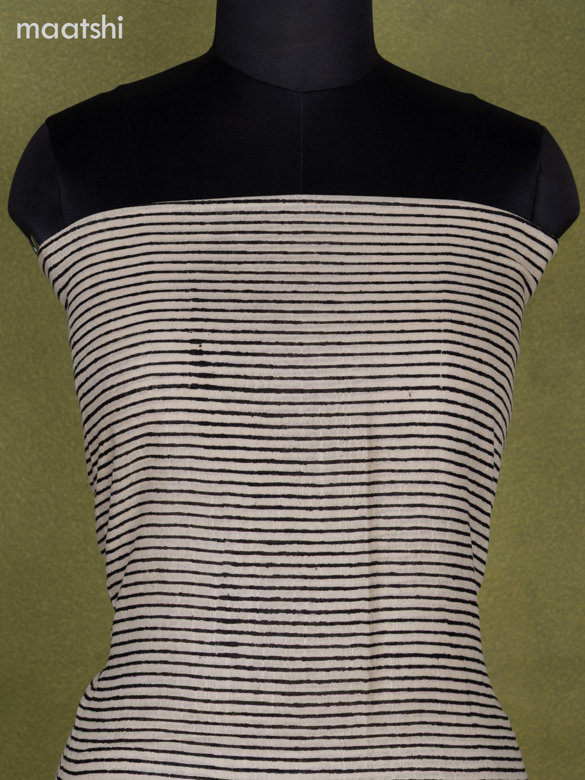 Linen cotton dress material beige and black rust shade with allover stripes pattern and bottom & dupatta