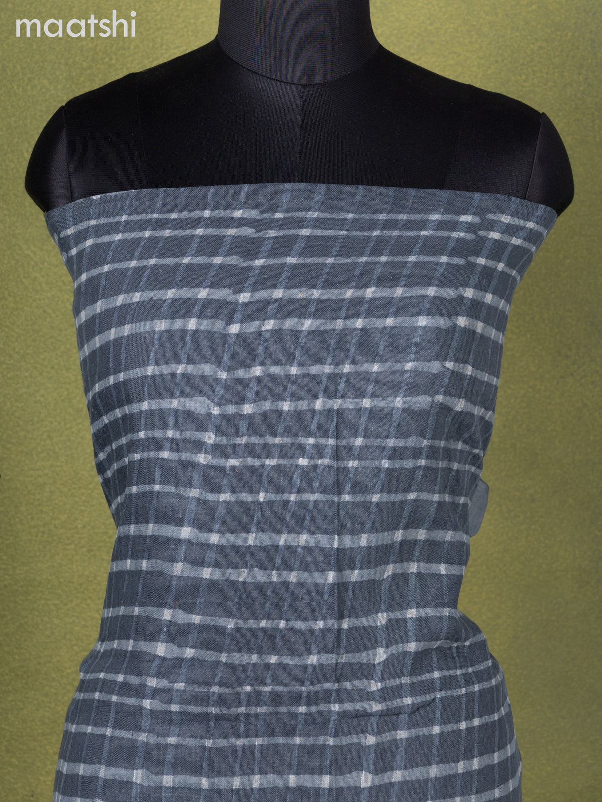 Linen cotton dress material grey with allover prints and bottom & dupatta