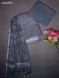 Linen cotton dress material grey with allover prints and bottom & dupatta