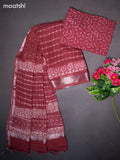 Linen cotton dress material maroon shade with allover checked pattern and bottom & dupatta